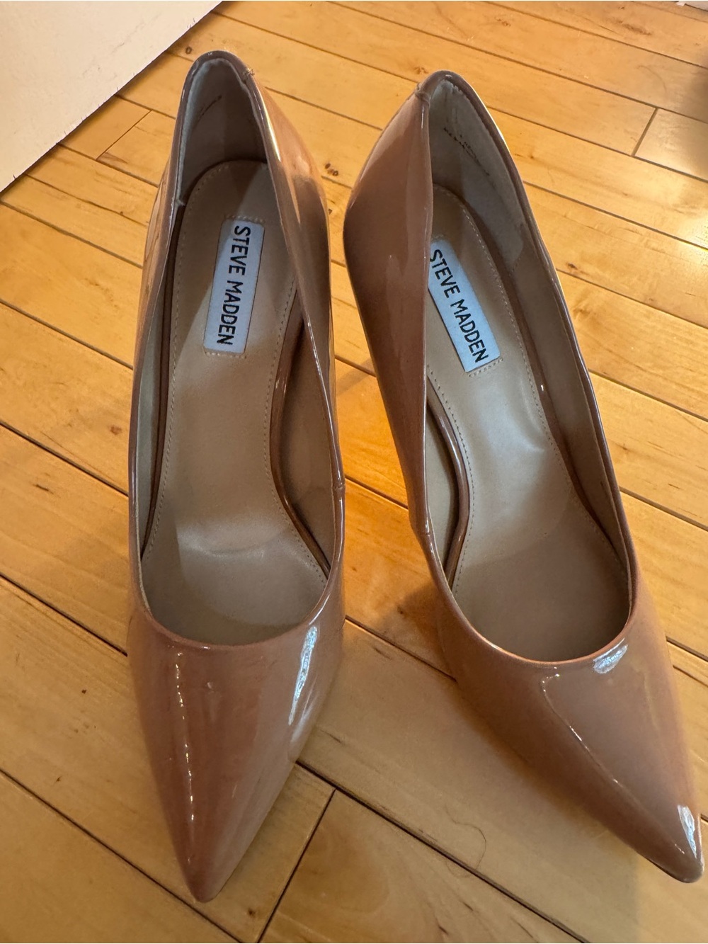 Steve Madden Patent Nude Pointed-Toe Pumps